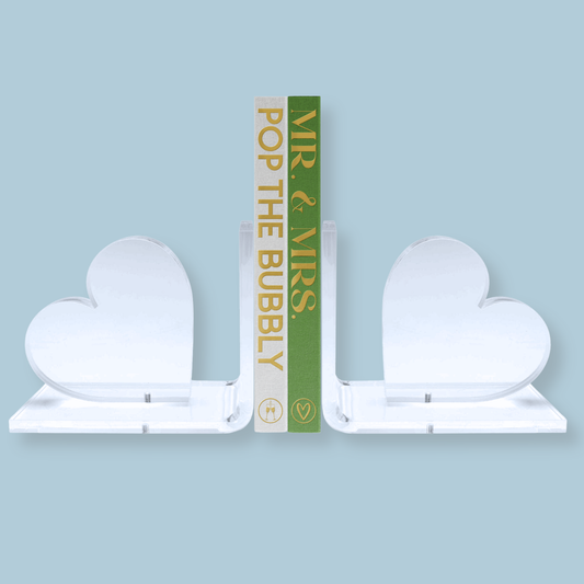Clear Heart Acrylic Bookends