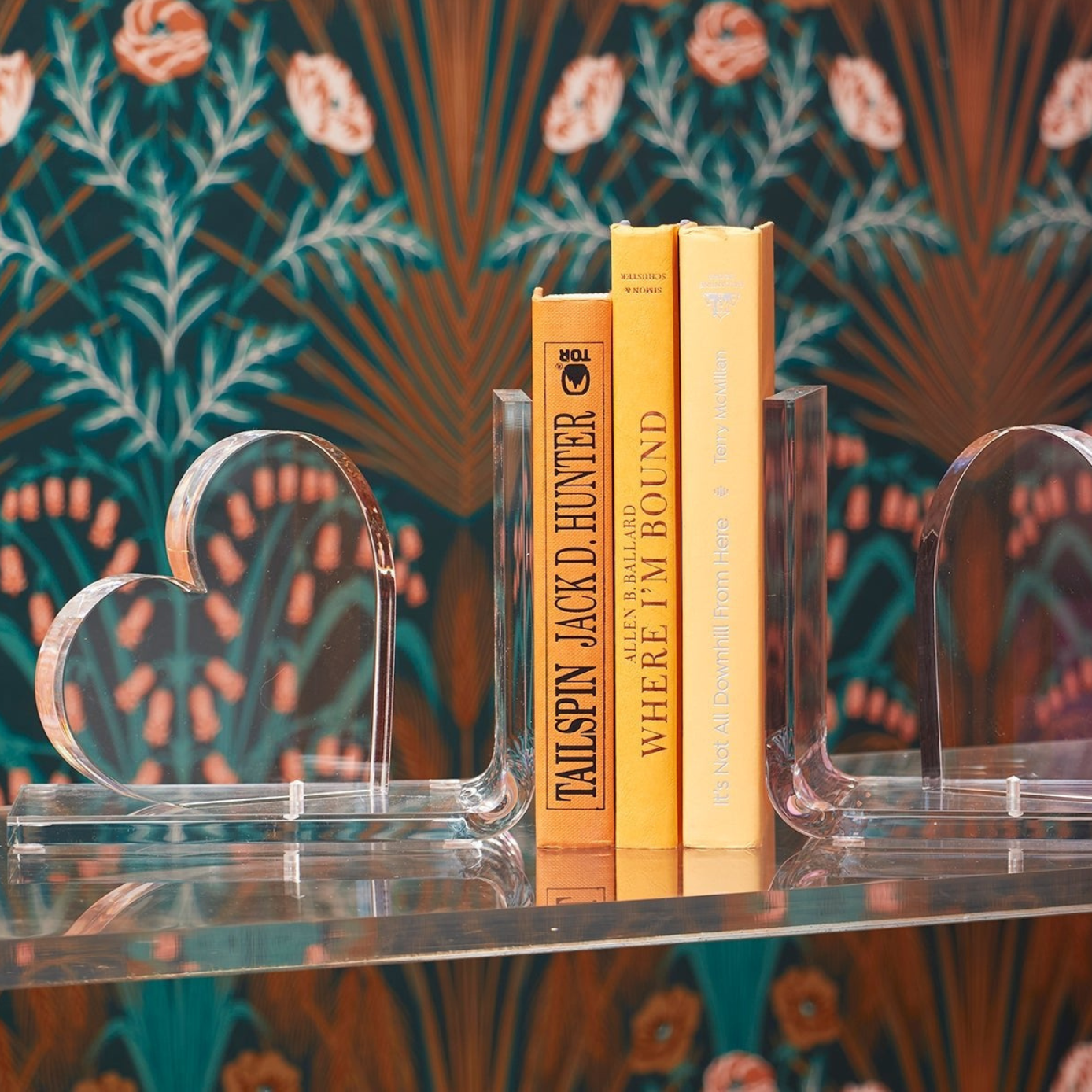 Clear Heart Acrylic Bookends