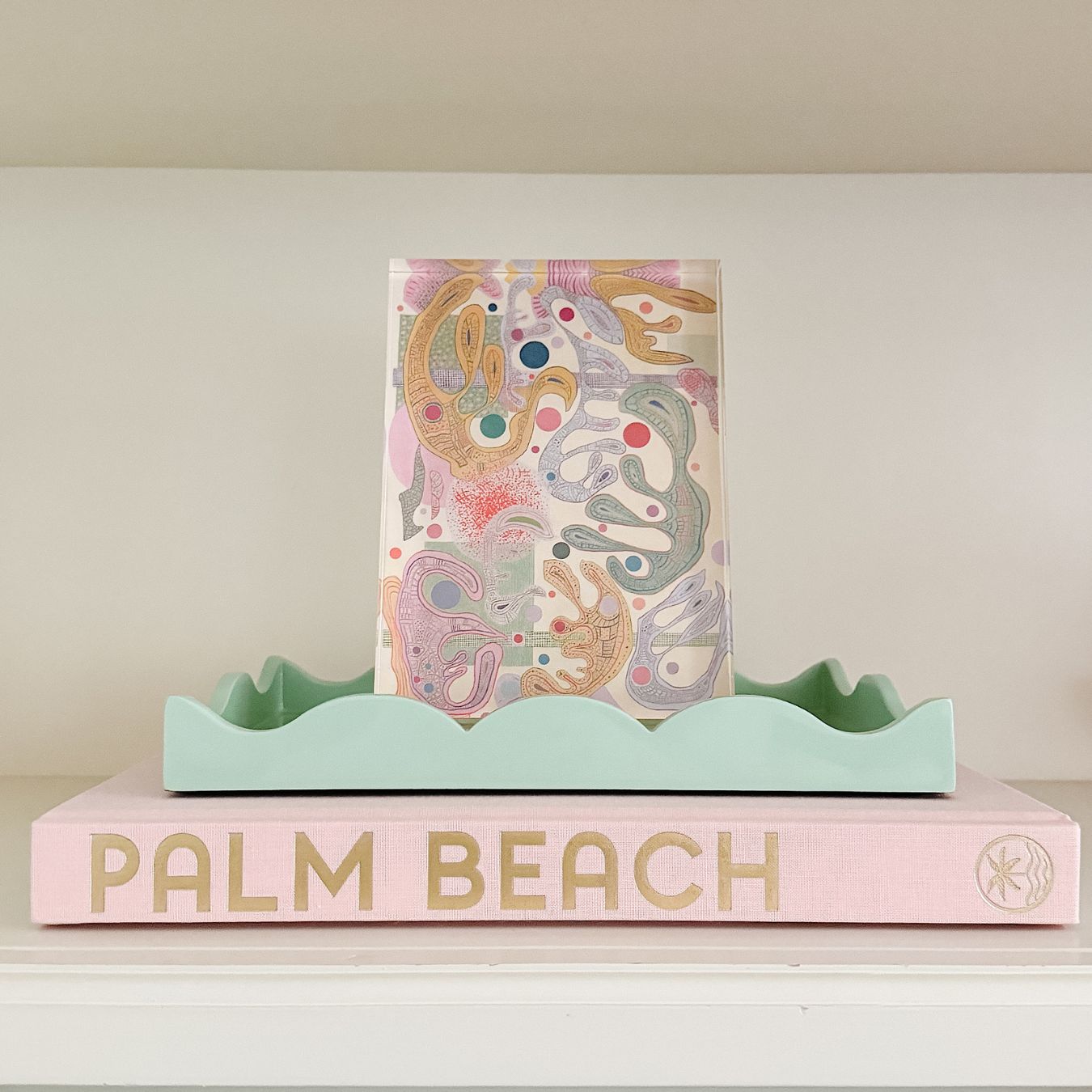 Scalloped Book Topper Tray - Mint Green