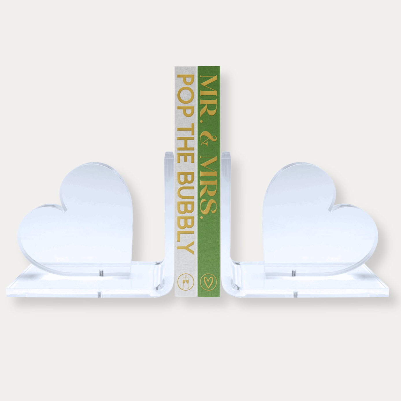 Clear Heart Acrylic Bookends