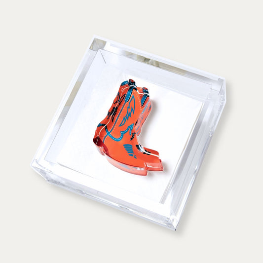 Orange Cowboy Boots Acrylic Cocktail Napkin Holder