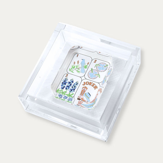 Texas Mahjong Tiles Acrylic Cocktail Napkin Holder