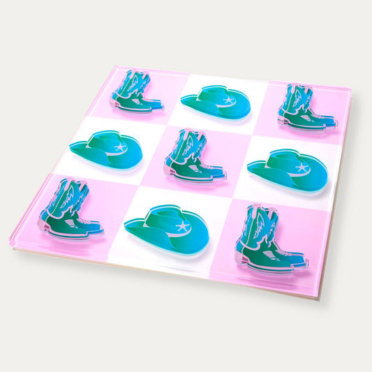 Blue Cowboy Hat & Boot Acrylic Tic Tac Toe